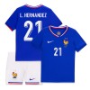 Maglia ufficiale Francia L. Hernandez 21 Casa Euro 2024 per Bambino